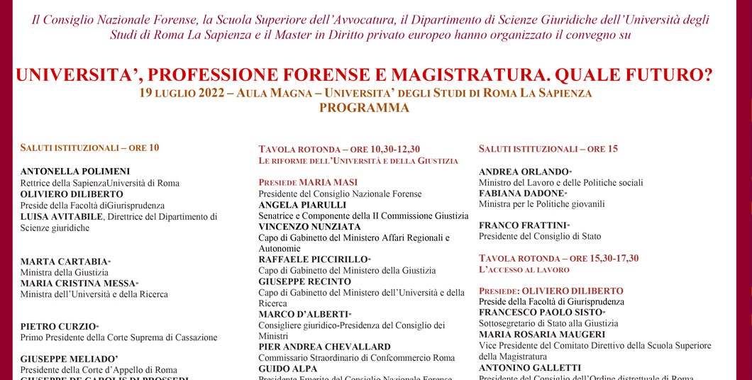 UNIVERSITA’, PROFESSIONE FORENSE E MAGISTRATURA. QUALE FUTURO?